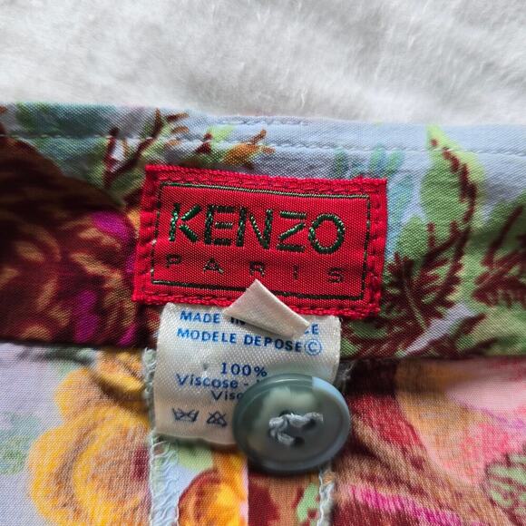 Kenzo Paris Floral Wrap Mini Skirt Light Blue Size EU38 US 6 Retro Cottage Fairy - Picture 4 of 7